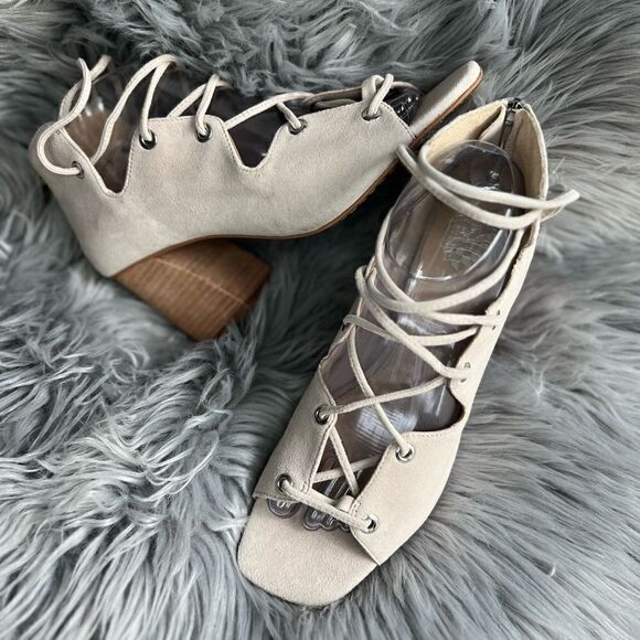 Vince Camuto Nahara sandal square peep toe wedge heels size 8 - Picture 2 of 13